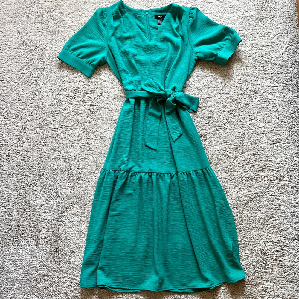 DKNY teal midi dress